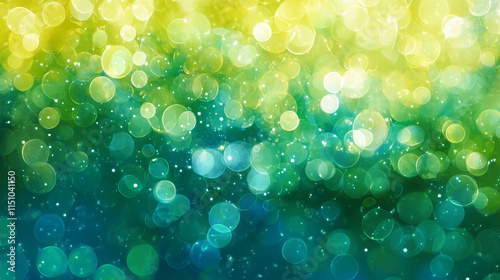 Abstract Bokeh Light Background with Green and Yellow Gradient