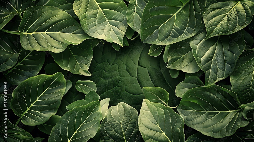 Fototapeta premium Lush Green Leaves Surrounding a Central Space