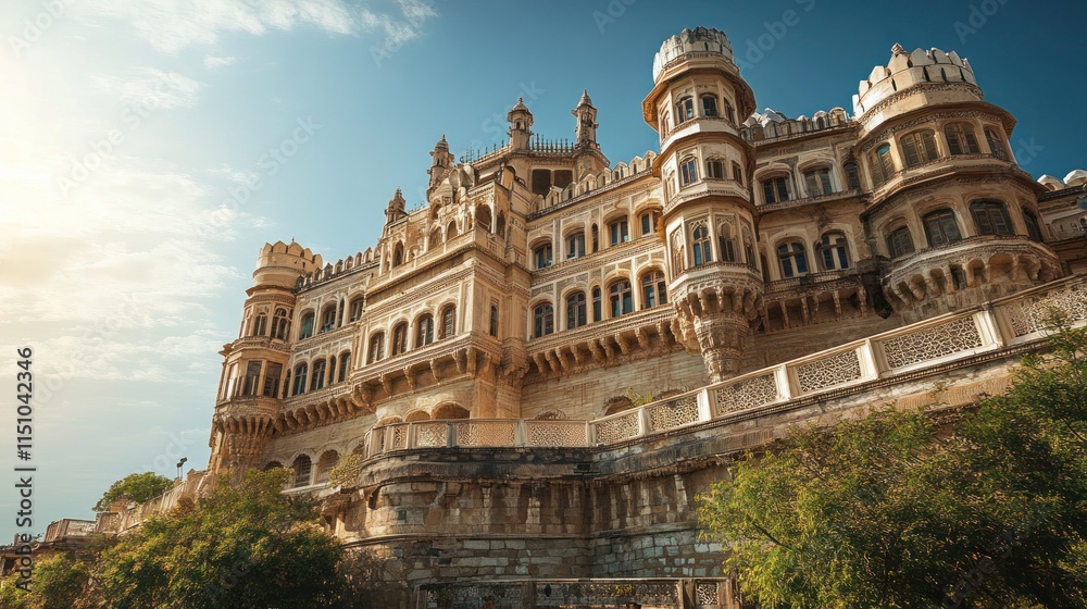 Fototapeta premium Majestic Palace of Rajasthan: Architectural Marvel