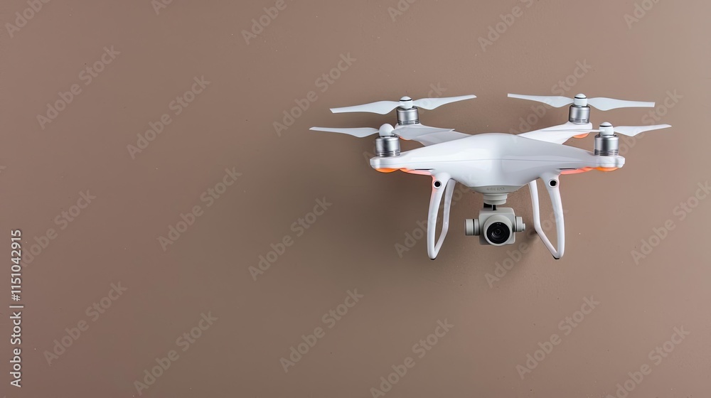 Aerial drone hovering against a plain backdrop. consumer trends, behavior, automation