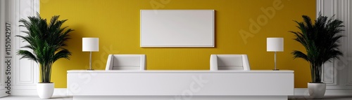 Modern office reception with yellow accent wall. consumer trends, behavior, automation