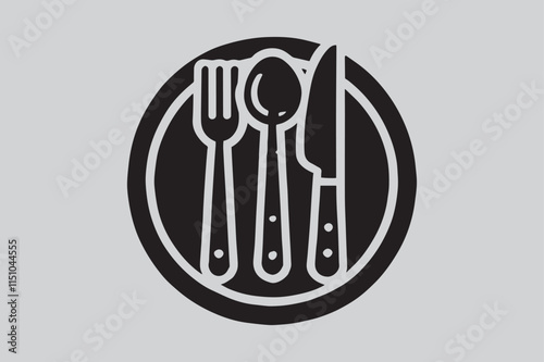 Fork, Knife, and Spoon Logo in Simple Design