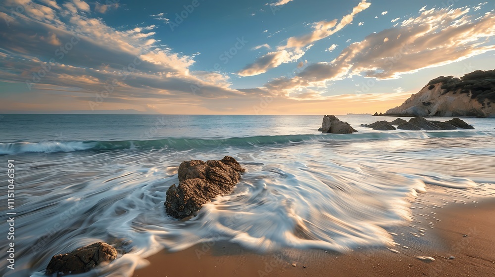 Fototapeta premium Serene Coastal Landscape at Sunset