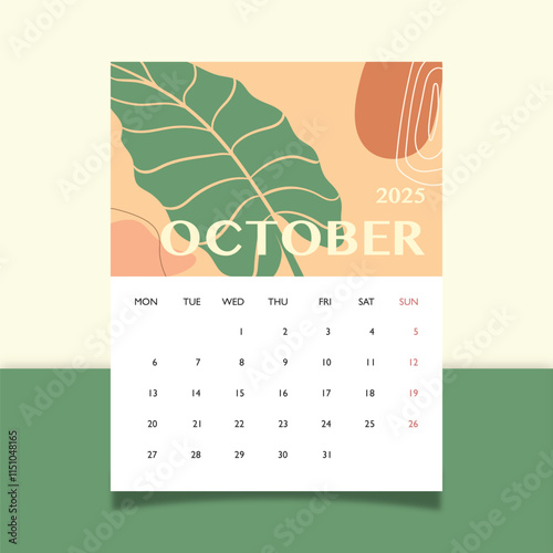 Calendar October 2025, earth tone planner 2025