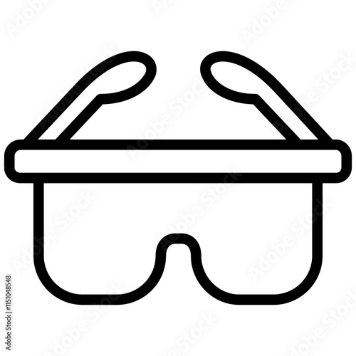 Safety Goggles Outline Icon, Black And White Outline Icon Vector