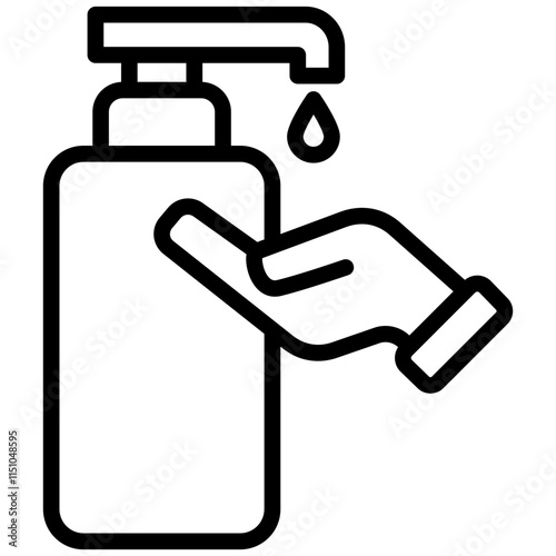 Hand Sanitizer Outline Icon, Black And White Outline Icon Vector