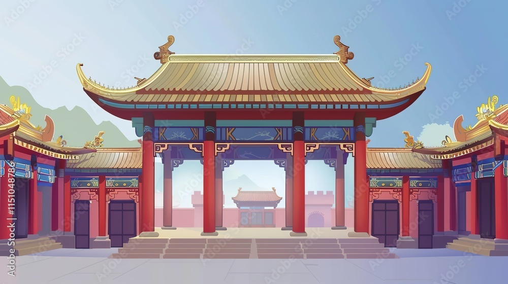 Fototapeta premium Digital artwork Ancient chinese architecture chinese