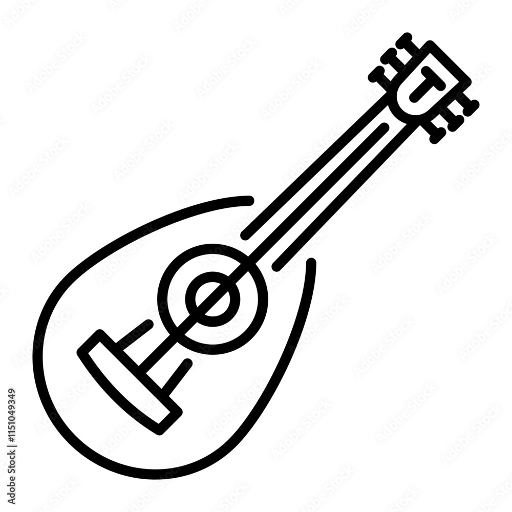 An outline style icon of lute instrument An outline style icon of lute instrument