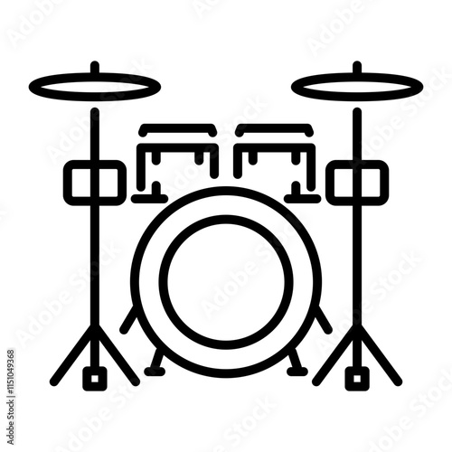 A line style icon of a drum set 