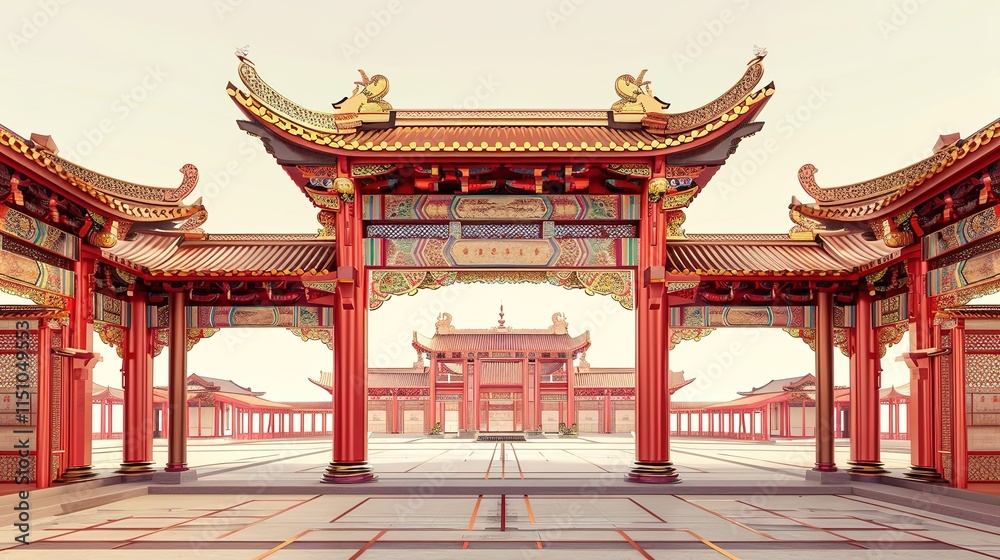 Fototapeta premium Digital artwork Oriental chinese temple fantasy