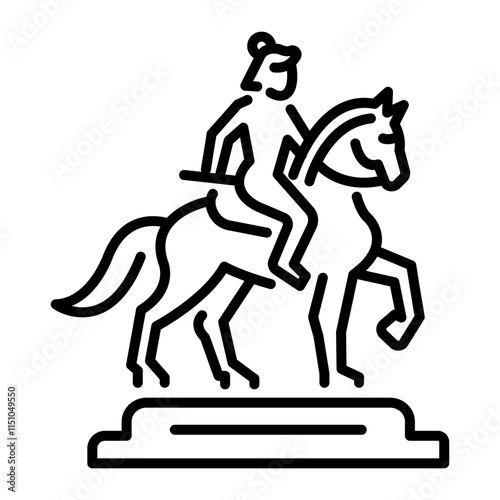 A linear style icon of a horse statue 