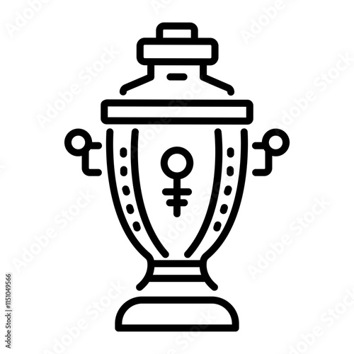 Russian samovar icon in outline style 