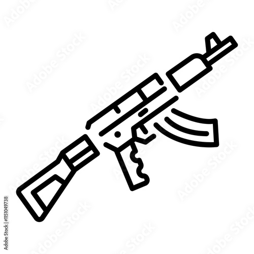 A linear style icon of russian gun 
