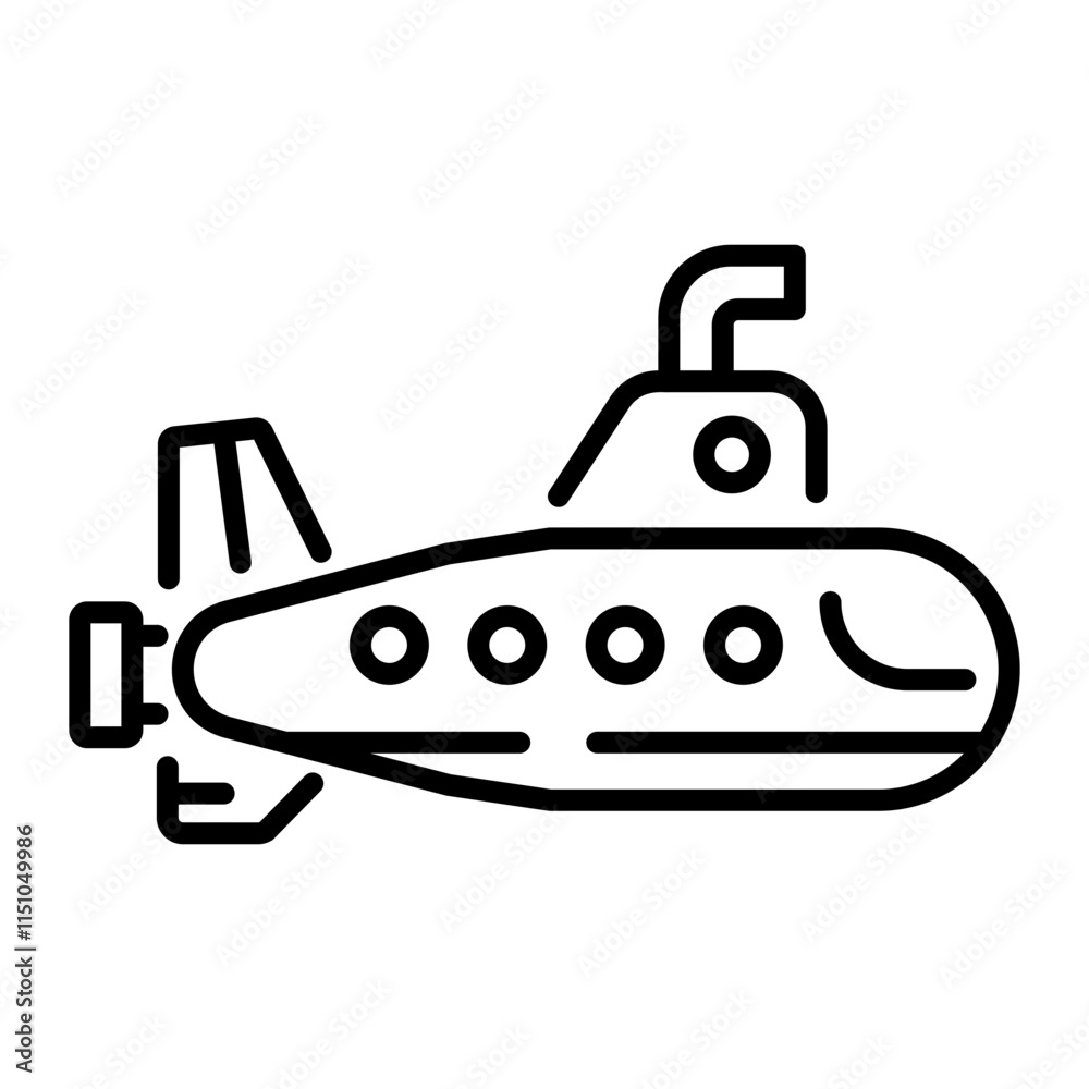 A line style icon of a russian submarine A line style icon of a russian submarine