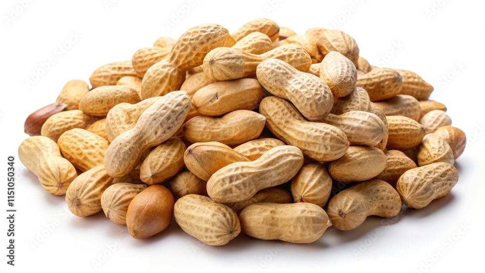 Fototapeta premium A heap of raw organic peanuts isolated on a white background