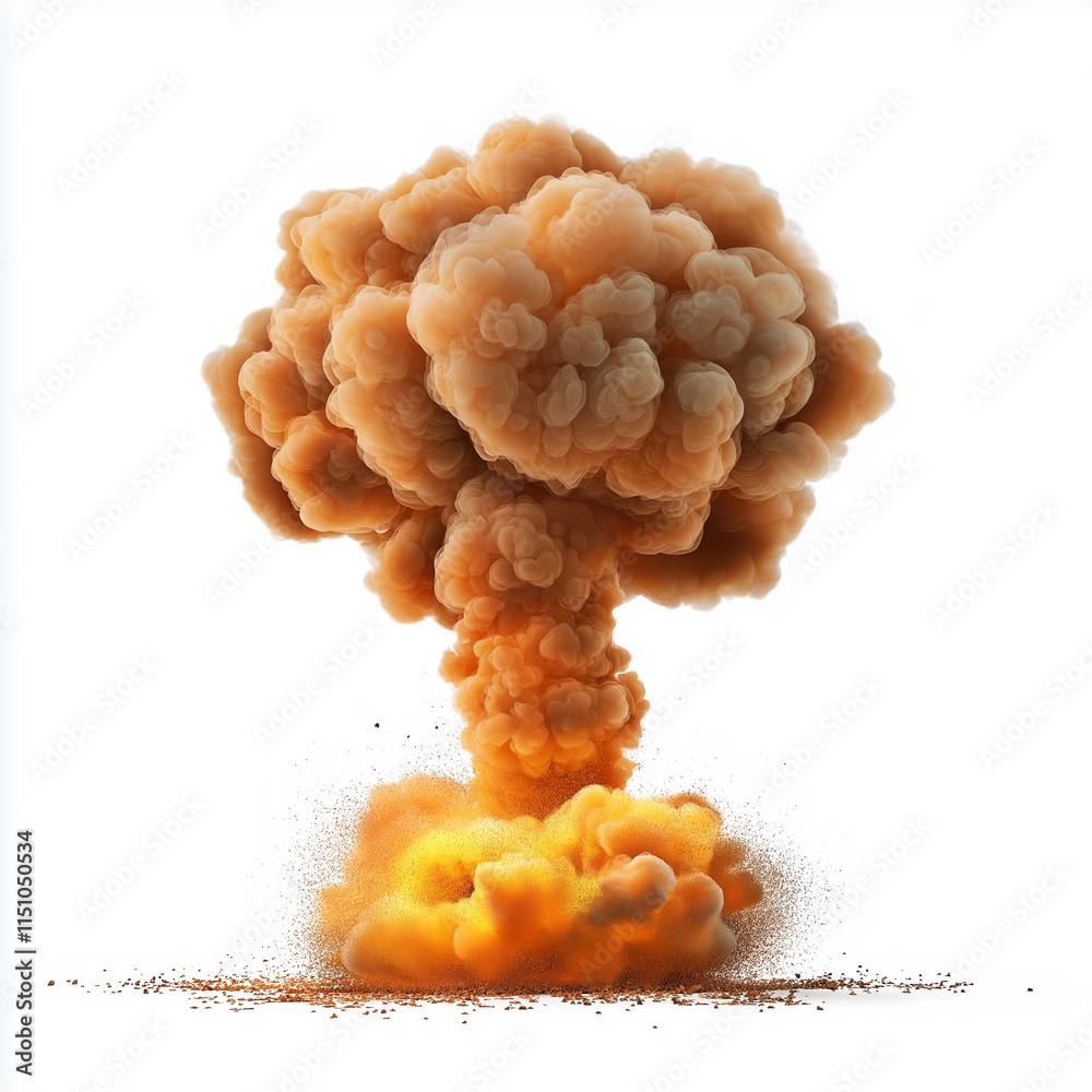 Atomic bomb explosion cloud isolated on a white background Atomic bomb explosion cloud isolated on a white background