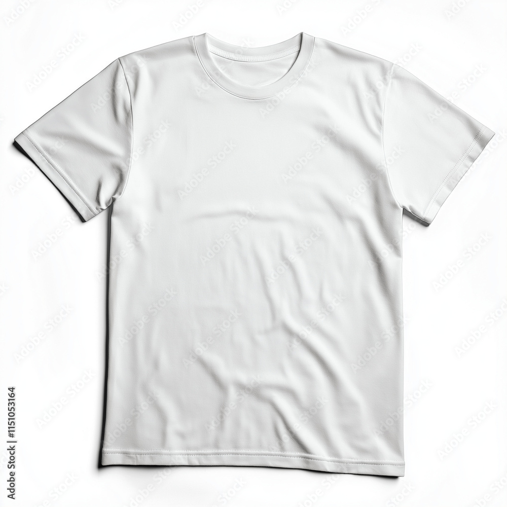 A blank white t-shirt mockup isolated on a white background A blank white t-shirt mockup isolated on a white background