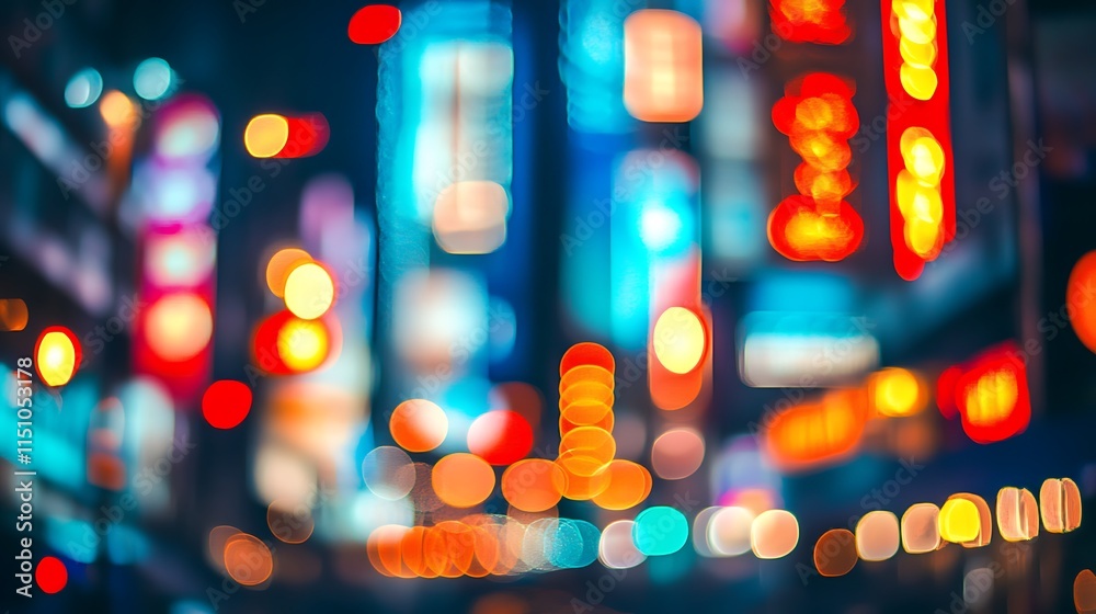 Fototapeta premium Vibrant blurred city lights at night.