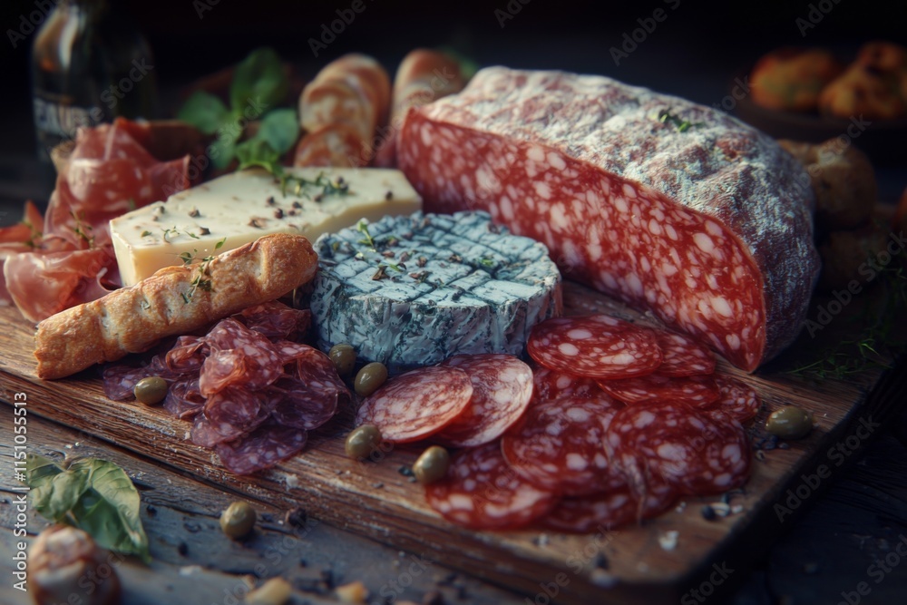 Rustic Italian Charcuterie Board Salami Prosciutto Cheese Breadsticks Rustic Italian Charcuterie Board Salami Prosciutto Cheese Breadsticks