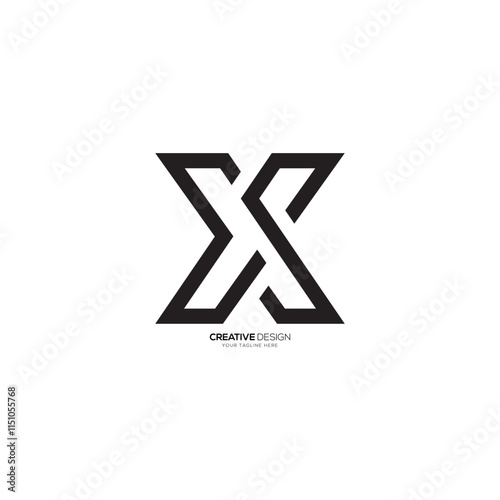 Creative letter m s x line art minimal modern unique shape monogram logo. M logo. S logo. X logo