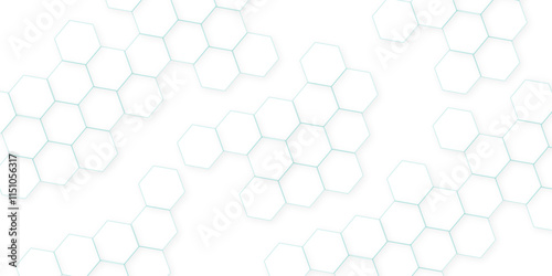 Abstract white hexagon concept background. Seamless pattern with hexagon. Hexagonal white hexagons honeycomb wallpaper. Abstract white lines background.	 photo