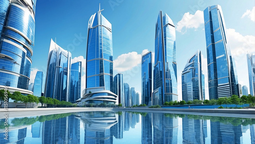 A Visionary Representation of Modern Skyscrapers in a Smart City of the Future