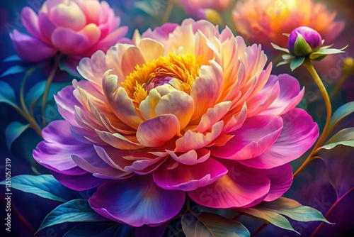 Abstract Peony Floral Illustration - Rule of Thirds