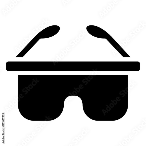 Safety Goggles Glyph Icon, Black And White Glyph Icon Vector