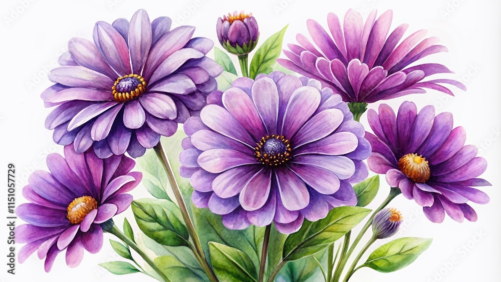 Obraz premium Abstract Purple Watercolor Flowers - Rule of Thirds Composition
