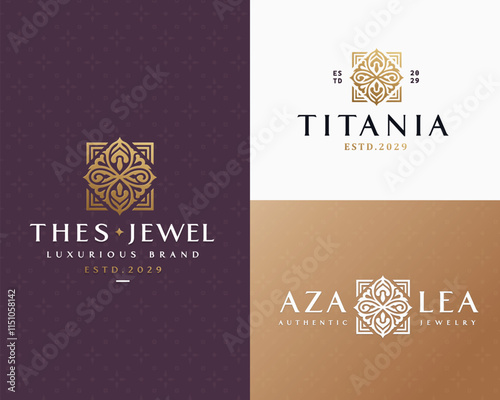 Minimalist unique Luxury Flower logo for clinic, spa, hotel template for business company