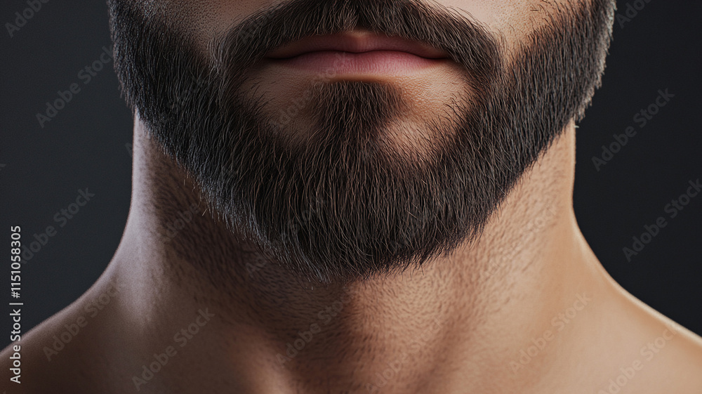 Obraz premium Close up Man s Well Groomed Beard and Neck