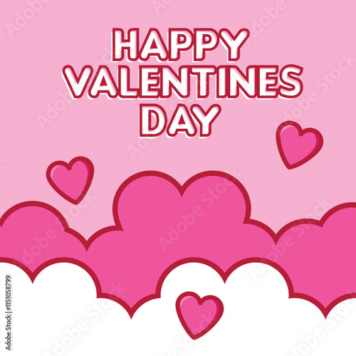 Happy Valentines Day Celebration vector illustration, 