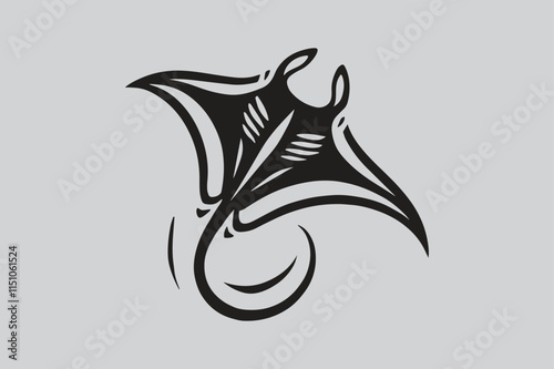 Elegant Manta Ray Silhouette Illustration for Ocean Themes photo