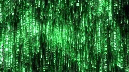 デジタルな仮想空間　フェードイン＆フェードアウト　アルファベット　グリーン　ループ