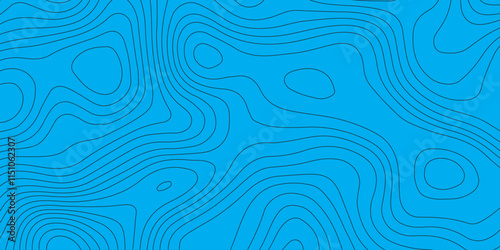 Abstract blue topography geographic contour map background .topography blue paper and black waves lines backdrop background .modern geographic contour map vector illustration .