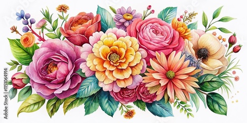 Aerial Watercolor Flowers - Vintage Botanical Illustration for Cards