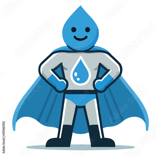 clean water superhero character mascot