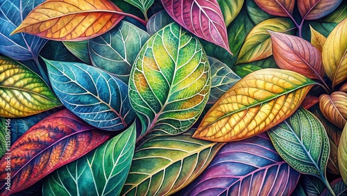 Wallpaper Mural AI Macro Watercolor Leaves Background, Elegant Botanicals Torontodigital.ca