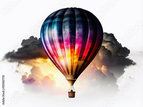 Air Balloon Double Exposure - High Quality Black Style