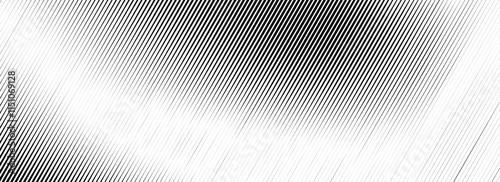Vanishing linear gradient texture. Black diagonal stripe gradation background. Thin to thick fade slanted pattern backdrop. Vector oblique parallel stroke wallpaper for overlay, print, cover, banner