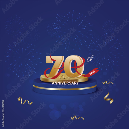 Elegant 70th anniversary design gold