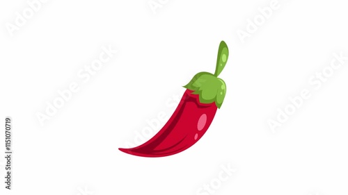 Bouncing red chili pepper Animation with Transparent Alpha Channel Background
