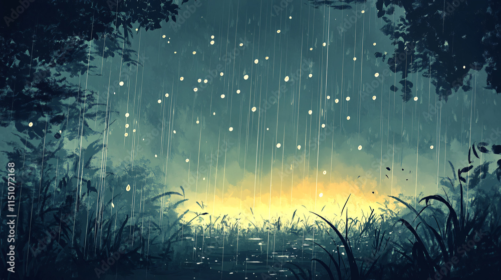 Obraz premium Raindrops scattering over a stormy gray gradient nature scene tranquil environment artistic viewpoint mood of serenity