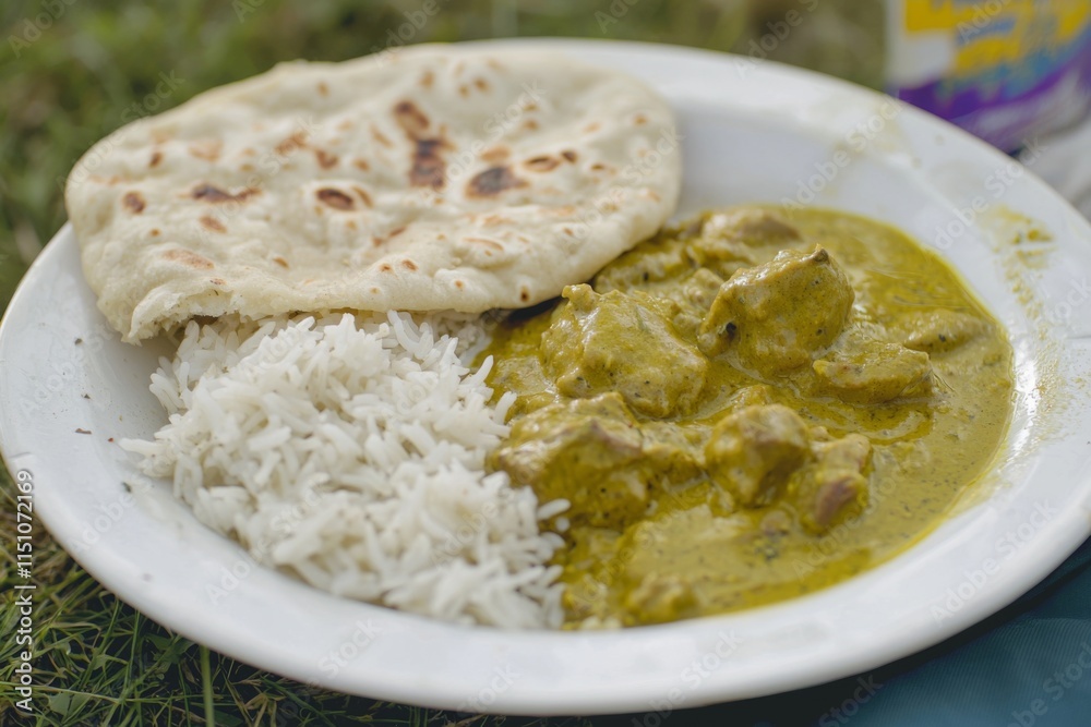 Delicious Lamb Curry with Basmati Rice Naan Bread Delicious Lamb Curry with Basmati Rice Naan Bread