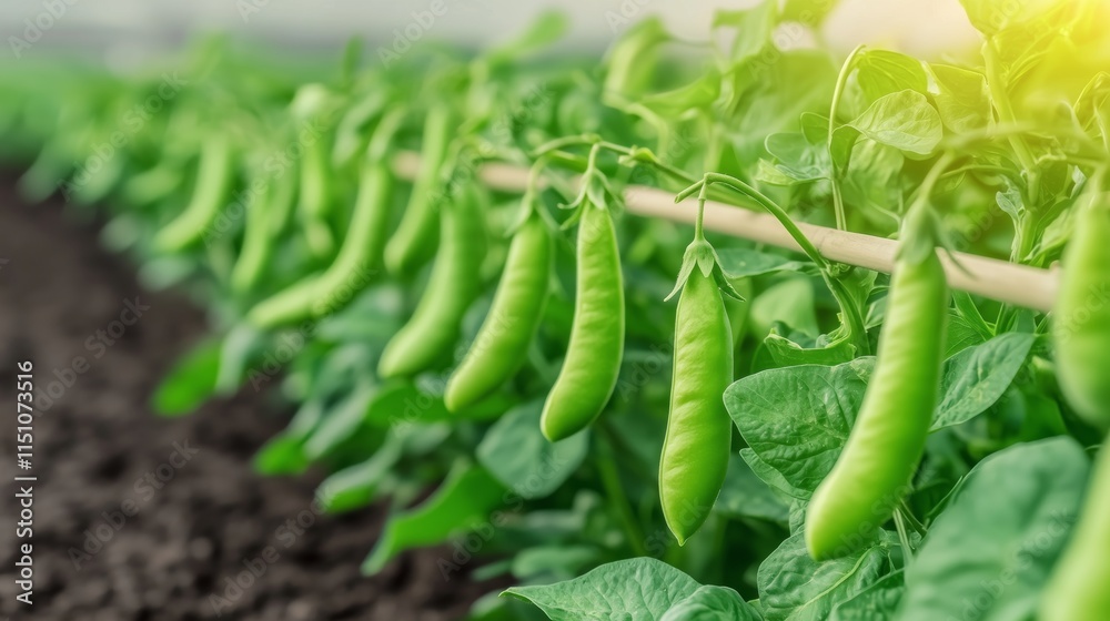 Harvesting fresh green peas in a lush farm field agriculture natural environment close-up view Harvesting fresh green peas in a lush farm field agriculture natural environment close-up view
