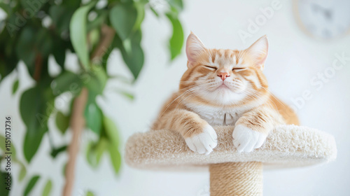 Peaceful Feline on Cat Tree