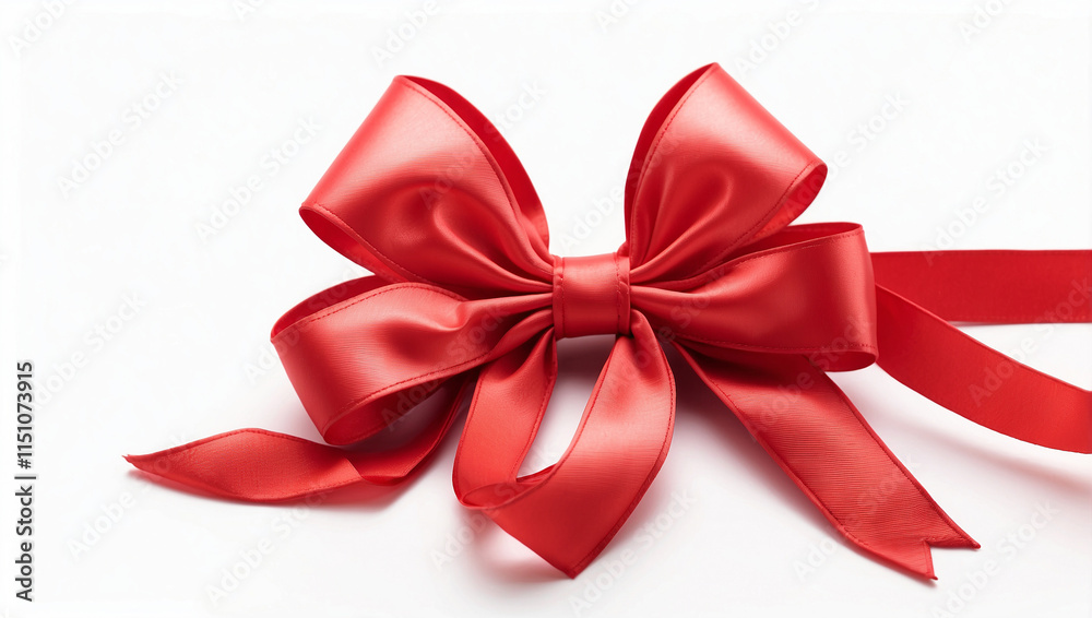 An Elegant Red Ribbon Bow Isolated on a Clean Background for Creative Decoration An Elegant Red Ribbon Bow Isolated on a Clean Background for Creative Decoration
