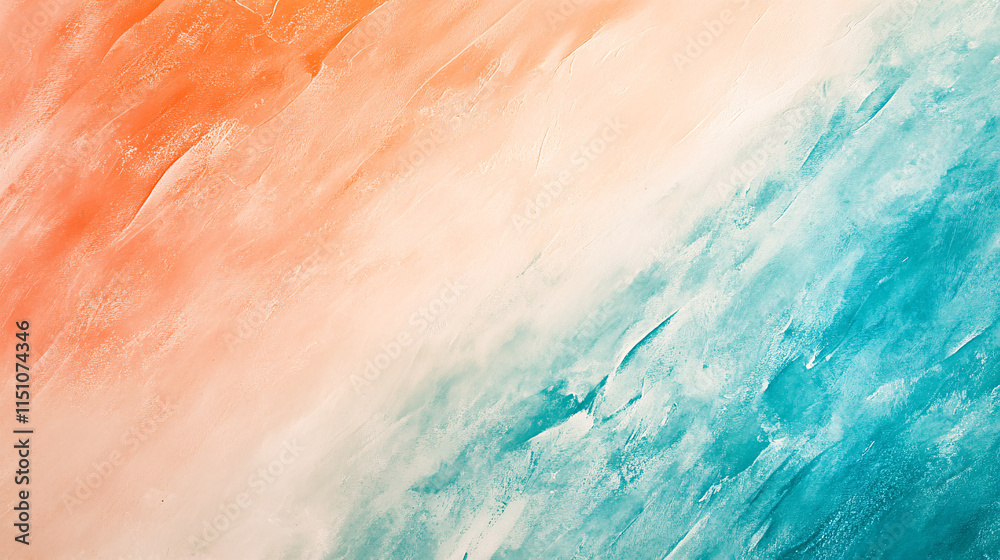 Fototapeta premium Abstract gradient artwork digital canvas turquoise and peach color blend contemporary art aesthetic viewpoint