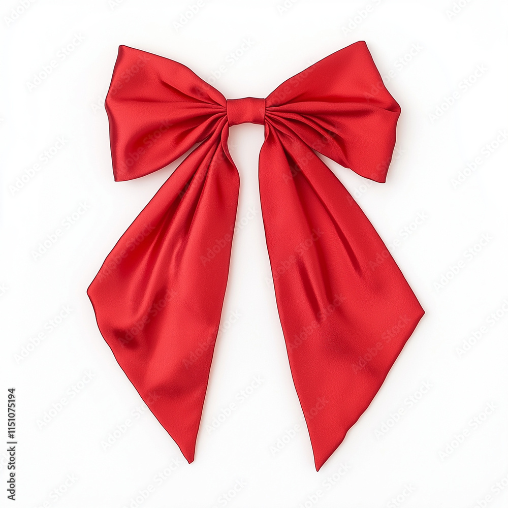 Red satin ribbon gift bow isolated on a white background Red satin ribbon gift bow isolated on a white background