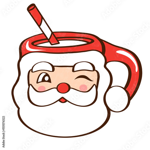 Cartoon pattern Santa Claus glass colorful background in rows and rows hand drawn seamless wallpaper paper notebook gift wrap fashion clothing children cute beautiful festival